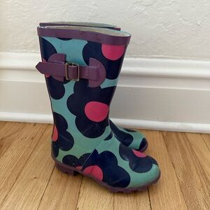 Mini Boden Floral Rainboots Girls 12.5